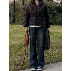 Casual Jeans Straight Leg Women Autumn Winter Vintage Loose Retro American Style Streetwear Chic Wide Leg Pants Womens