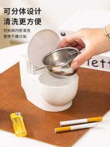 Creative Home Toilet Bowl Wall-Mounted Thickened with Lid Bathroom Ashtray No Drilling Required Decorative Accessories