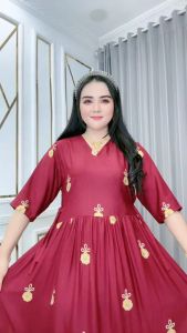 Midi Dress Wanita Kimono Aruhi 2Tali Pinggang Katun Rayon Ld 110 Pb 125