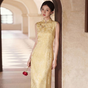 Sleeveless New Chinese Style Silk Cheongsam for Summer