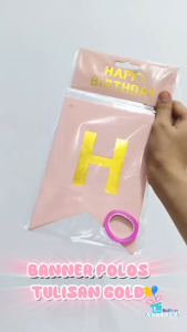 banner HBD pink gold / bunting flag hbd / banner flag ultah pink