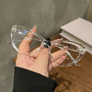 Mona Same Style Internet-Famous and Vintage Cat Eye Black Frame Anti-Blue Light Glasses Female Face without Makeup Gadget round Face Cat Type with Myopia Male