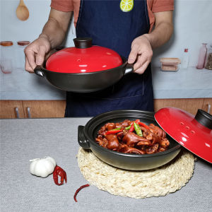 Jiajia Red Cover Guangdong Hong Kong Style Seafood Abalone Poon Choi Dry Burning Shallow Casserole Gift Box Gas Stove High Temperature Resistance Claypot Rice