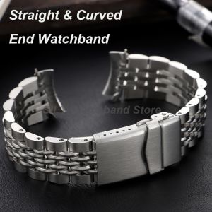 Watchband Screw Link Straight/Curved End Strap 20/22mm Stainless Steel Bracelet Metal Watchband for Seiko for Jubilee SKX007/009