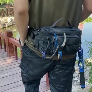 Multifuctional Fishing Lure Bag Men Women Outdoor Lightweight Chest Pack Nylon Waterproof Waist Bag for Hunting Hiking Climbing