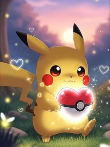 Bandai | Bộ Tranh Kim Cương Pokémon Pikachu - Bộ Tranh Thủ Công Royal Three Dán Đầy Đủ Hình Vuông/tròn Trang Trí Nhà Cửa Quà Tặng