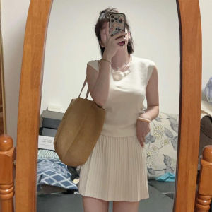 BINKAFENNY | Dopamine Knitted Short Sleeve Dress Womens Summer Slim Fit Beautiful Pleated Mini Skirt High Waist Korean Style Commute Dress