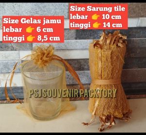 Sarung tile bungkus souvenir untuk gelas jamu/isi 50 pcs