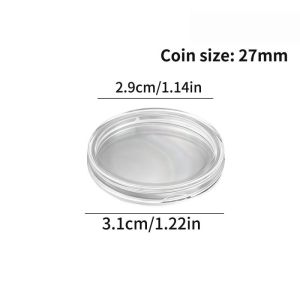 100Pcs Coin Capsules Clear PC 20 22 27 30 35mm Screw Top Round Holder Moisture Proof for Collectors Storage Display