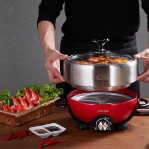 Detachable Small Electric Hot Pot for Home Use 4-6 People Multi-Function Stainless Steel Cooking Pot with Steaming Feature