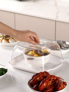 LOCAUPIN 3 Layer Food Cover Insulation Food Storage Anti-Flies Dish Cover Stackable Transparent Food Keeper For Table