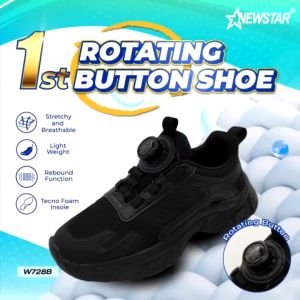 NEWSTAR® SCHOOL SHOES W728 BLACK LIGHT WEIGHT DURABLE QUALITY PRIMARY & SECONDARY SCHOOL 黑色轻质耐用优质中小学校鞋 ( Ready Stock & Fast Delivery )