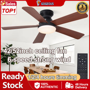 GOGEOUS ceiling fan with light modern design tricolor dimming 6 speed wind ceiling fan with led light 42inch ceiling fan heavy duty dc motor silent ceiling lights with fan for living room bedroom dinning room