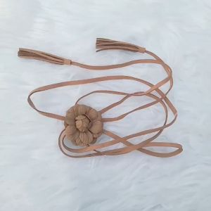 Dây lưng da hoa 5cm gắn chuông tua rua đai váy dây da phối hoa bản 05cm