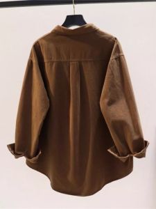 Womens Denim Washed Cotton Shirt Spring Autumn Loose Double Pocket Casual Brushed Short Jacket Top Elegant Commute Style