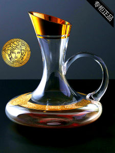 Czech Crystal Decanter Pouring Glass with Handle Slanted Mouth Red Wine Glasses Drinking Wares Wine Serving Set Home Decor