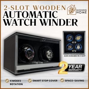 2 / 4 SLOTS | Elegant Wooden Style Automatic Watch Winder with 4  Rotation Mode and 2 YRS Local Warranty!