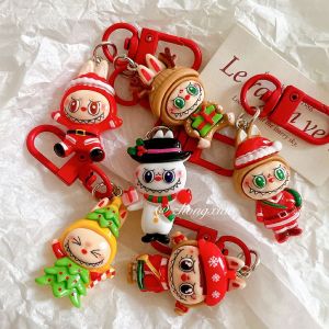 Cute Christmas labubu Keychain Pendant Cartoon Student Backpack Pendant Accessories Christmas Gift Girlfriend