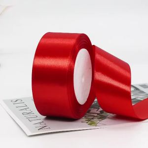 Red Satin Ribbon DIY Christmas Valentines Day Party Decoration Gift Wrapping Scrapbooking Supplies Bow Crafts Packing Tape