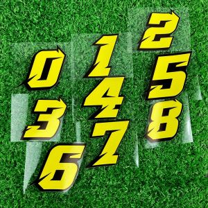 1PC Yellow Number 0123456789 Motorcycle Sticker Waterproof Motorbike Fuel Tank Scooter Decoration Refit Car Styling Vinyl Decals