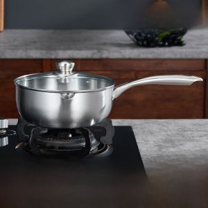 Stainless Steel Flat Bottom Wok Pot for Induction Cooker Noodle Soup Fried Food Steamer Cage Covered Home Use Small Milk Pot