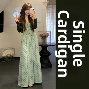 PEIZIXUAN | French Style Green Polka Dot Summer Dress