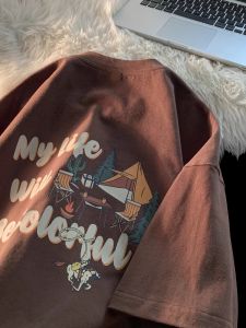 Áo Thun Cotton American Pure Dành Cho Nam Mùa Hè Phong Cách Hip Hop Dáng Rộng Màu Trắng Tay Ngắn in Họa Tiết Thời Trang Thường Ngày