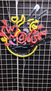 wok กระทะผัด ขนาด 40 X 40 X 1.5cm ป้ายไฟนีออน หน้าร้าน ป้ายไฟตัวอักษร ตกแต่งหน้าร้าน สร้างความโดดเด่นให้ร้านคุณ