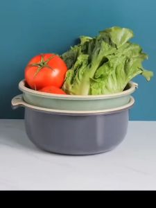 ✮T048✮ 📢📢Multipurpose Double Layer Drain Storage Kitchen Basket Strainer 3 In 1