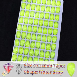 VC Fluorescent Water Drop Sew on Rhinestone Glass Diamond Flatback DIY Accessories Wedding