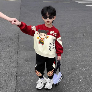 Boys Zheta Kids Sweatshirt Set Spring Autumn Sportswear Two-Piece Trendy Baby Clothes Casual Cotton Blend Machine Washable
