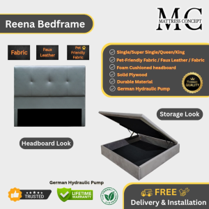Mattress Concept Reena Storage Bedframe Pet Friendly Fabric/FauxLeather/Fabric All Size Available