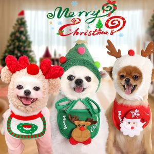 Dog Cat Winter Christmas Hat Dog Christmas Tree Deer Cap Santa Bib Xmas New Year 2026 Party Cosplay Pet Costume Puppy Clothes