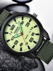 Cool Quartz Watch for Teenage Boys Fashionable Nylon Strap Calendar Feature Stylish All-Match Mens Watch XINEW Model 2813