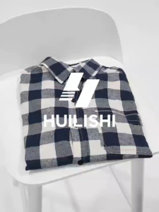 HUILISHI Men Vintage Blue White Checkered Long Sleeve Shirts Lapel Collar Chest Pocket Loose Fit Casual Plaid Shirts for Spring Autumn Outerwear