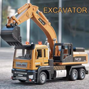 1:32 Alloy Diecasting Cement Mixer Toys Cars Models with Light Sound Pull Back Miniature Excavator Vehicles Child Birthday Gifts