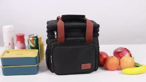 Expandable Insulated Large Lunch Box Double Deck Heavy Duty Lunch Bag Leakproof Cooler Bags for Work Shift Flight Beach Daytrip