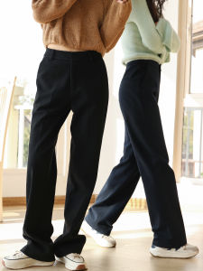 High Waist Wide Leg Pants Womens Classic Two Tone Floor Length Straight Cut Casual Trousers Loose Fit Polyester Cotton Blend