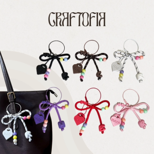 CRAFTOFIA Ribbon Custom Letters Paracord Keychain w/ Heart Name/ Giveaways I Premium 3D Printed PLA