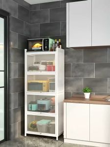 Iron Kitchen Shelves: Floor-Standing Multi-Layer Storage Cabinet Microwave Storage Cabinet