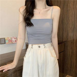 สลิมฟิตสไตล์เกาหลีผ้าไหมน้ําแข็งห่อเสื้อกล้ามหน้าอกสําหรับผู้หญิงที่สมบูรณ์แบบสําหรับฤดูร้อนพร้อมแผ่นรองหน้าอกชุดชั้นในสําหรับธุรกิจชุดลําลอง