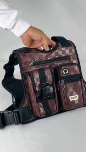 Tas Selempang Dada Pria CHESTBAG ROMPI TACTICAL KULIT PU LETHER OUTDOOR SPORTY