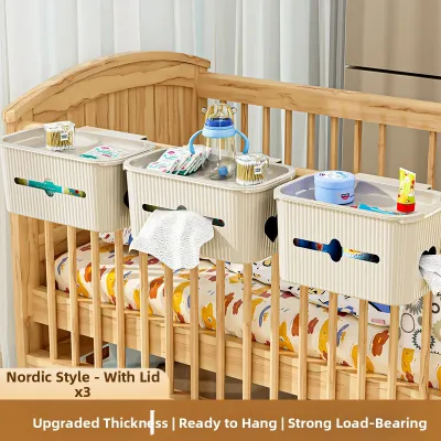 MEIZHUFU | Bedside Hanging Storage Rack For Diapers Baby Bed Organizer
