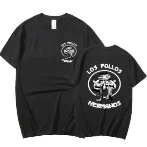 Bandai | TV Series Breaking Bad Los Pollos Hermanos Double Sided Print Kids T Shirts Funny Chicken Brothers Mens Cotton Streetwear