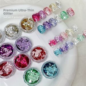 Ultra-Thin Sparkling Nail Decorations Candy Shiny Sequins Pure Color Bright Sequins Jump Color Versatile DIY Nail Art Tools