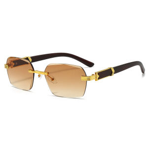 Rectangle Rimless Women Sunglasses Trendy Wooden Frame Sun Glasses Fashion Outdoor Wedding Photography Accessory Eyeglasses