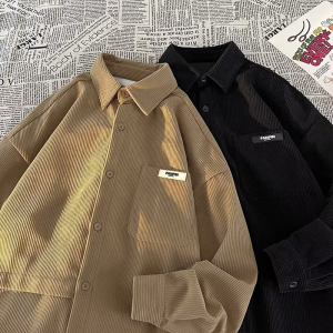 Áo Sơ Mi Nam Mùa Xuân Cotton Nguyên Chất Kẻ Sọc Dài Tay Thường Ngày Thời Trang Dài Vừa Phải Cổ Polo Chất Liệu Polyester Chống Mài Mòn