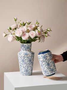 Chinese style ceramic vases blue and white porcelain new Chinese style living room retro water raised flowers flower arrange hot