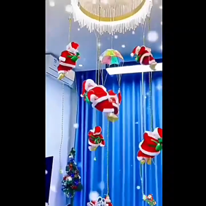ซานตาคลอสปีนเชือกโดยอัตโนมัติ ตกแต่งหน้าต่าง ของขวัญคริสต์มาส ของเล่นซานต้า ไฟฟ้า ของเล่นยัดไส้