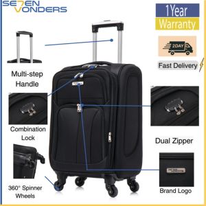 (SG BRAND) #PR111 SE7EN VONDERS PYRAMID EVA SOFTCASE LUGGAGE LIGHTWEIGHT EXPANDER CABIN SIZE CHECK IN TROLLEY BAG 4 WHEEL 20 24 28 INCH